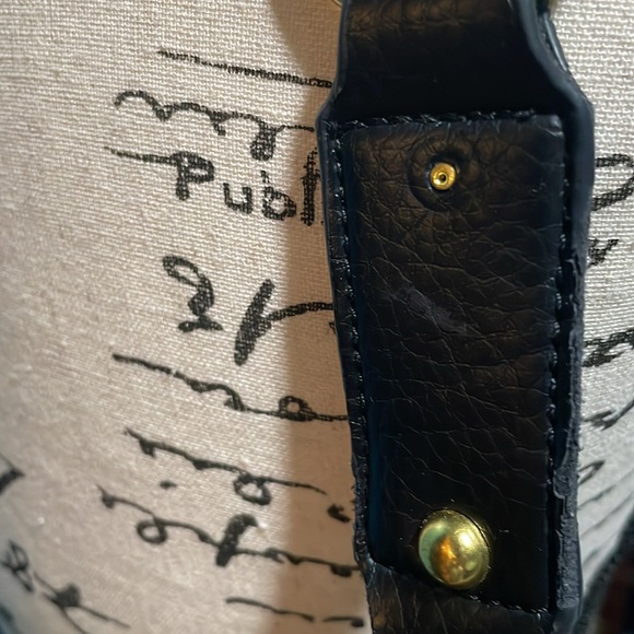 Fake designer black & gray logo w/gold metal accent studs, shoulder purse - Picture 6 of 15